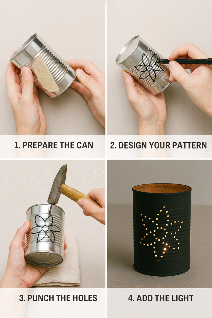 DIY punched tin can lantern